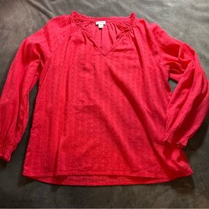 J. Crew Women's Size XS Fushcia Novelty Artist Top Swiss Dot Blouse BF829